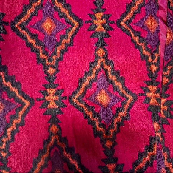 Kasper Red Southwestern Aztec Print Linen Rayon Blend Open Front Blazer Size 14 - Picture 9 of 14